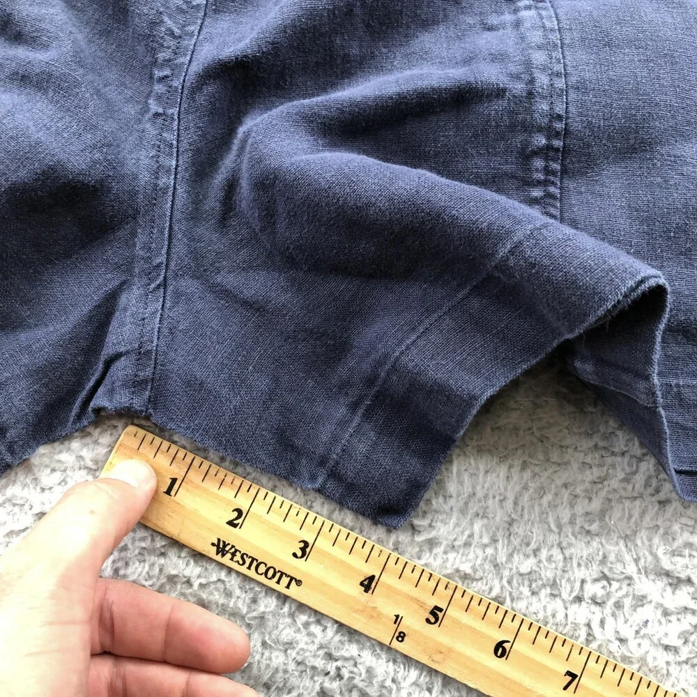 Elizabeth Suzann Shorts Womens Medium Blue Linen Elastic Waist 4.5 Inseam
